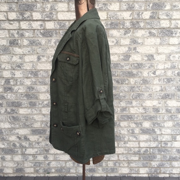 Lane Bryant Linen Blend Green Utility Jacket - Picture 2 of 6